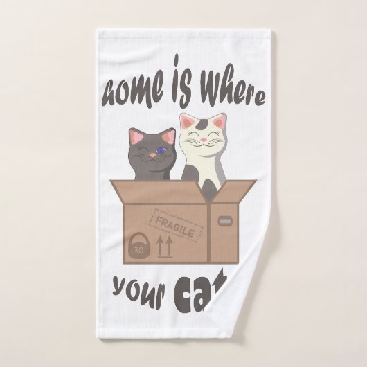 おもしろい引用文ホームは猫がいる場所 ハンドタオル (ハンドタオル)