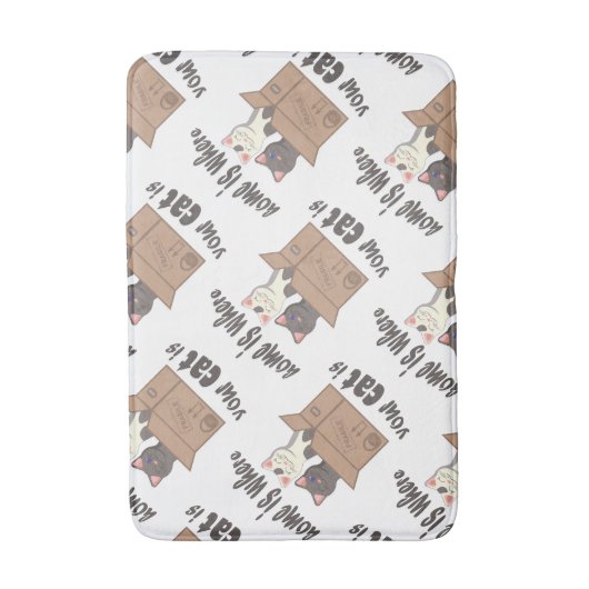 おもしろい引用文ホームは猫がいる場所 バスマット (正面縦)