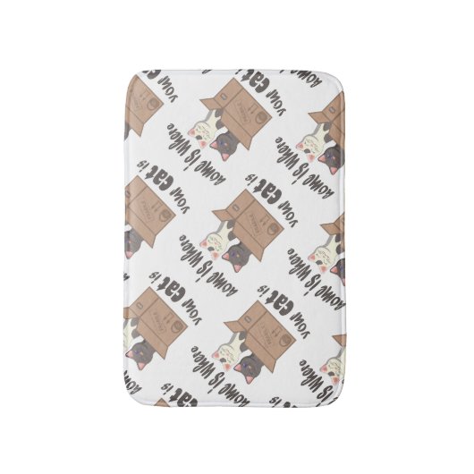 おもしろい引用文ホームは猫がいる場所 バスマット (正面縦)