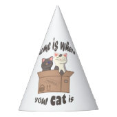 おもしろい引用文ホームは猫がいる場所 パーティーハット (正面)