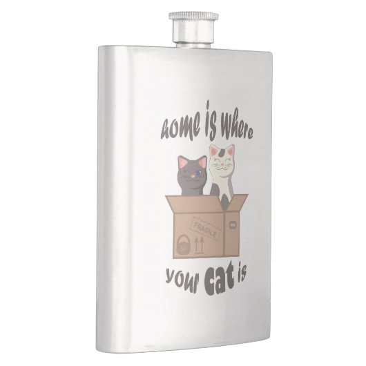 おもしろい引用文ホームは猫がいる場所 フラスク (右)