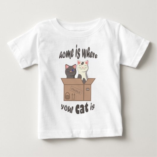 おもしろい引用文ホームは猫がいる場所 ベビーTシャツ (正面)