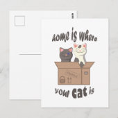 おもしろい引用文ホームは猫がいる場所 ポストカード (正面/裏面)