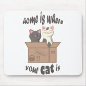 おもしろい引用文ホームは猫がいる場所 マウスパッド (正面)