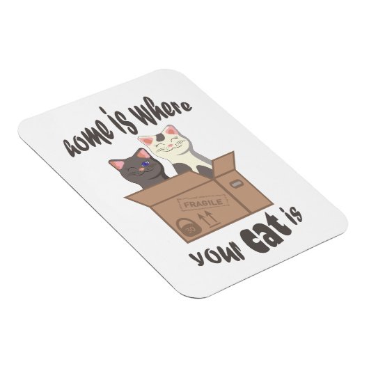おもしろい引用文ホームは猫がいる場所 マグネット (右側)