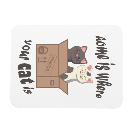 おもしろい引用文ホームは猫がいる場所 マグネット (横)