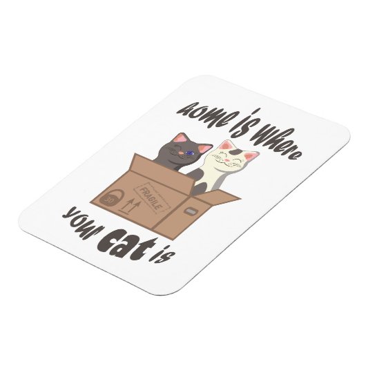 おもしろい引用文ホームは猫がいる場所 マグネット (左側)