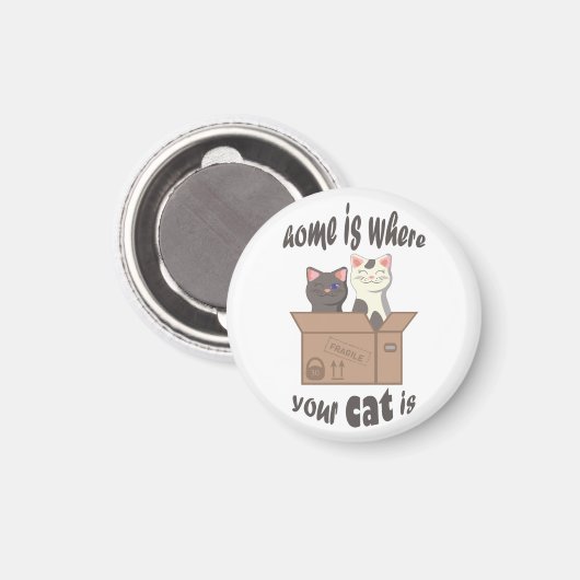 おもしろい引用文ホームは猫がいる場所 マグネット (正面/裏面)