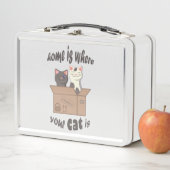 おもしろい引用文ホームは猫がいる場所 メタルランチボックス (インサイチュ)