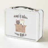 おもしろい引用文ホームは猫がいる場所 メタルランチボックス (裏面)