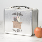 おもしろい引用文ホームは猫がいる場所 メタルランチボックス (インサイチュ)