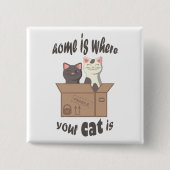 おもしろい引用文ホームは猫がいる場所 缶バッジ (正面)