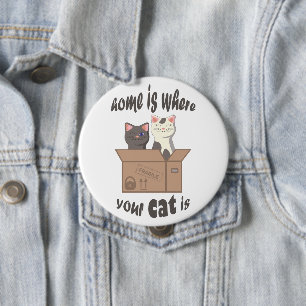 おもしろい引用文ホームは猫がいる場所 缶バッジ