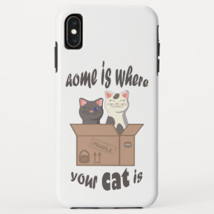 おもしろい引用文ホームは猫がいる場所 iPhone XS MAXケース
