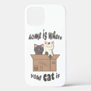 おもしろい引用文ホームは猫がいる場所 iPhone 12ケース