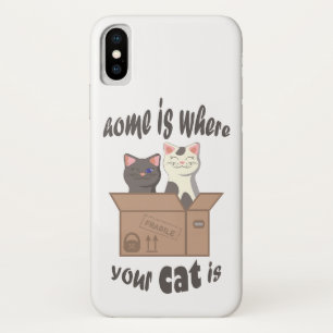 おもしろい引用文ホームは猫がいる場所 iPhone X ケース