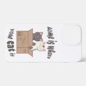 おもしろい引用文ホームは猫がいる場所 iPhoneケース (裏面横)