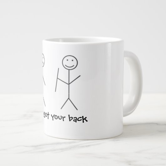 おもしろい引用文マグ"私はあなたの背中得を持っている"完璧な贈り物! ジャンボコーヒーマグカップ (正面右)