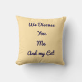 おもしろい引用文モダン猫好きギフトベージュテンプレート クッション (正面)
