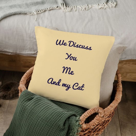 おもしろい引用文モダン猫好きギフトベージュテンプレート クッション