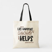 おもしろい引用文ライフがチョコ救済レ トートバッグ (裏面)