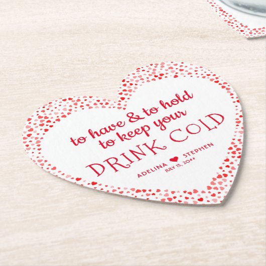 おもしろい引用文レッドピンクカラフル結婚式の引き出物飲料 ペーパーコースター (アングル)