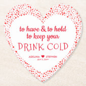 おもしろい引用文レッドピンクカラフル結婚式の引き出物飲料 ペーパーコースター (正面)