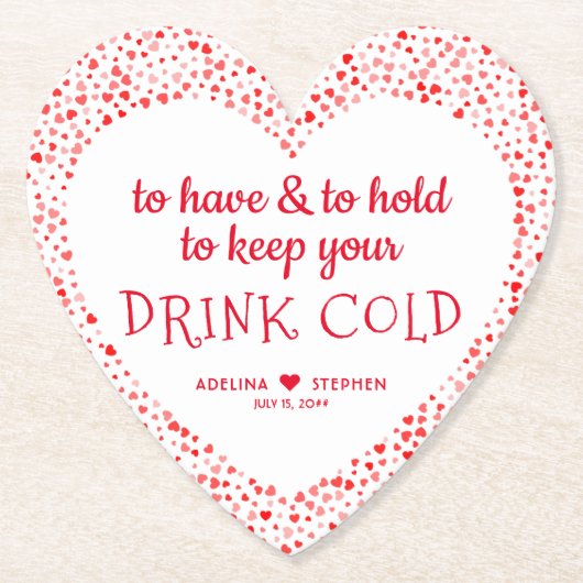 おもしろい引用文レッドピンクカラフル結婚式の引き出物飲料 ペーパーコースター (正面)