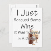 おもしろい引用文ワイン、飲み ポストカード (正面/裏面)