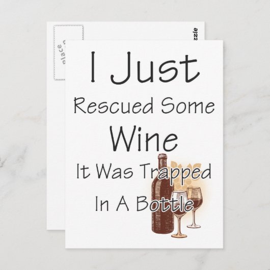 おもしろい引用文ワイン、飲み ポストカード (正面/裏面)