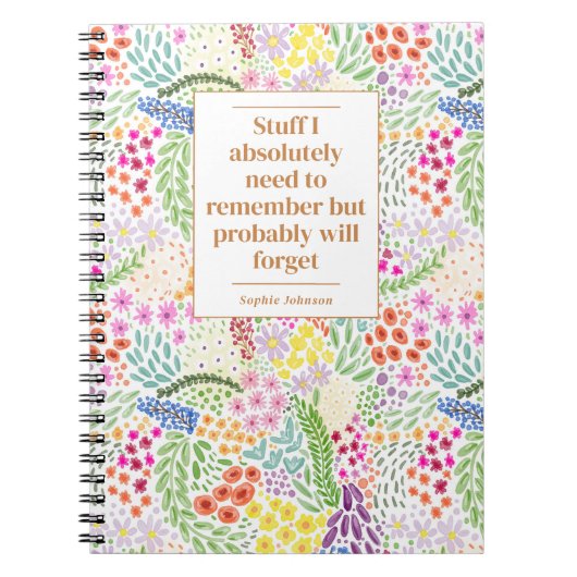 おもしろい引用文忘れずにフローラするパーソナライズされた ノートブック (正面)