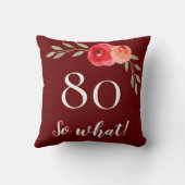 おもしろい引用文水彩赤バラ80誕生日 クッション (裏面)