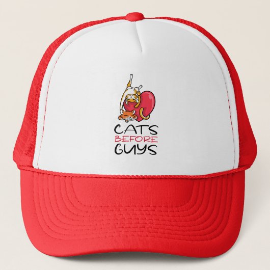 おもしろい引用文猫Before Guysタイポグラフィハート キャップ (正面)