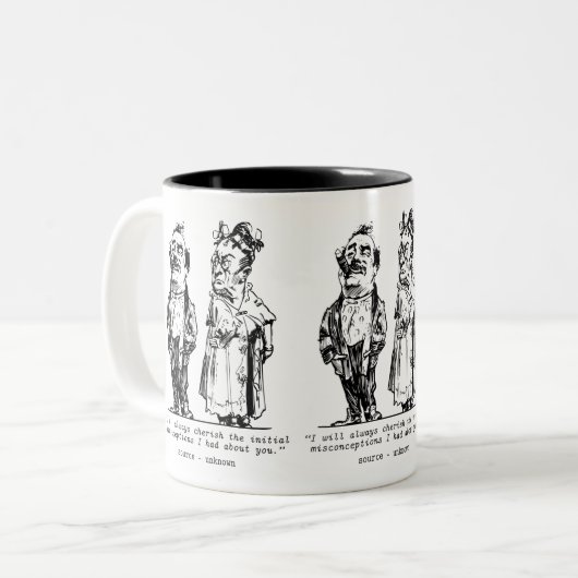 おもしろい引用文男性へ:友ユーモアのある人と笑い声 ツートーンマグカップ (正面左)