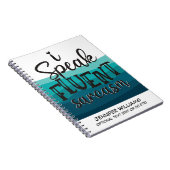 おもしろい引用文私話流流な皮肉の青い波 ノートブック (右側)