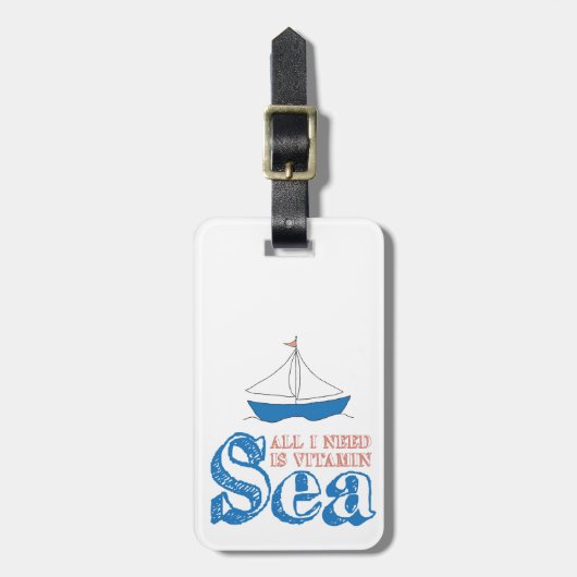 おもしろい引用文航海の帆船スケッチビタミンシー ラゲッジタグ (正面縦)