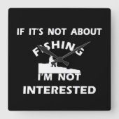 おもしろい引用文魚釣り スクエア壁時計 (正面)