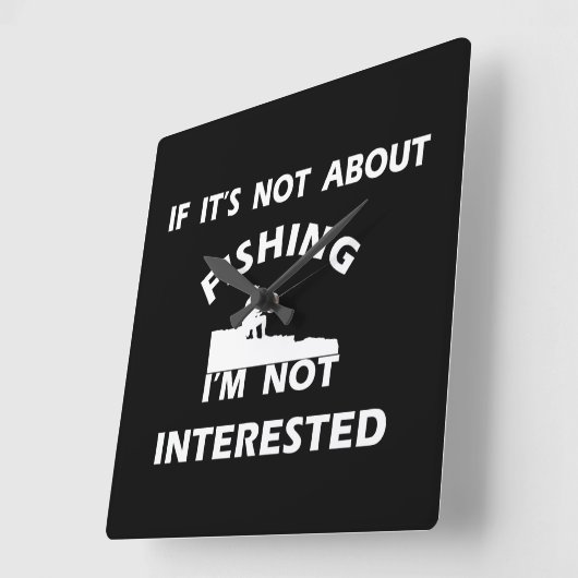 おもしろい引用文魚釣り スクエア壁時計 (傾斜)