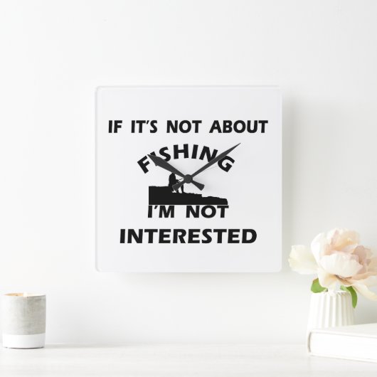 おもしろい引用文魚釣り スクエア壁時計 (ホーム)