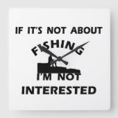 おもしろい引用文魚釣り スクエア壁時計 (正面)