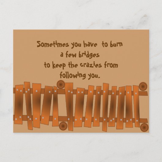おもしろい引用文、いくつかの橋を燃やすク保レジー ポストカード (正面)