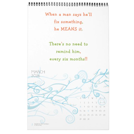 おもしろい引用文&ジョークユーモア2025カスタム年の壁 カレンダー (3月 2026)