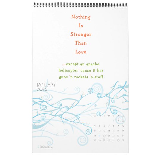 おもしろい引用文&ジョークユーモア2025カスタム年の壁 カレンダー (1月 2026)