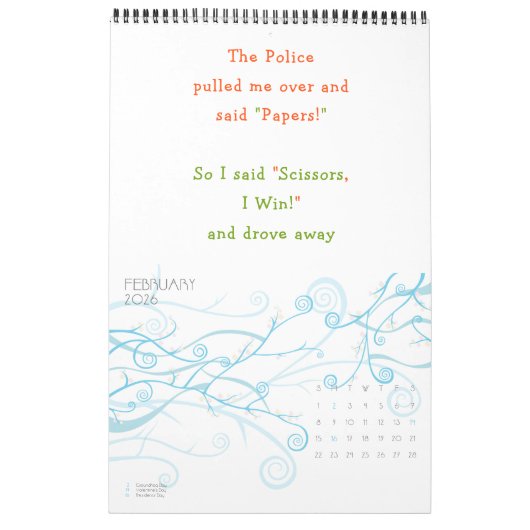 おもしろい引用文&ジョークユーモア2025カスタム年の壁 カレンダー (2月 2026)