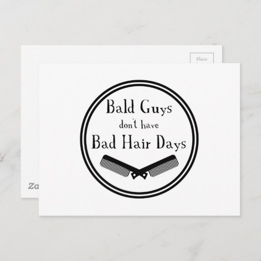 おもしろい引用文 – ハゲ男は悪い髪の日を取得しない ポストカード (正面/裏面)
