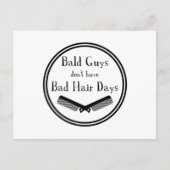 おもしろい引用文 – ハゲ男は悪い髪の日を取得しない ポストカード (正面)