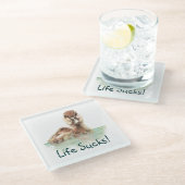 おもしろい引用文、ライフ吸怒ダック、バードスクエア ガラスコースター (アングル)