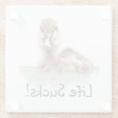 おもしろい引用文、ライフ吸怒ダック、バードスクエア ガラスコースター (裏面)