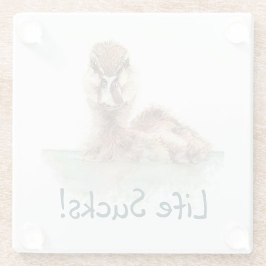 おもしろい引用文、ライフ吸怒ダック、バードスクエア ガラスコースター (裏面)