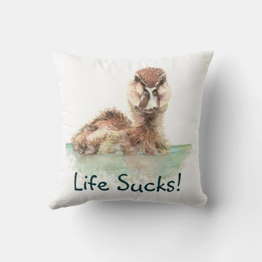 おもしろい引用文、ライフ最低怒、アヒル クッション (裏面)